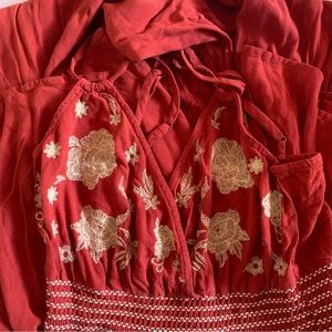 red orange summer romper jumpsuit